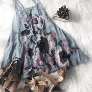 Embroidered High Neck Tank